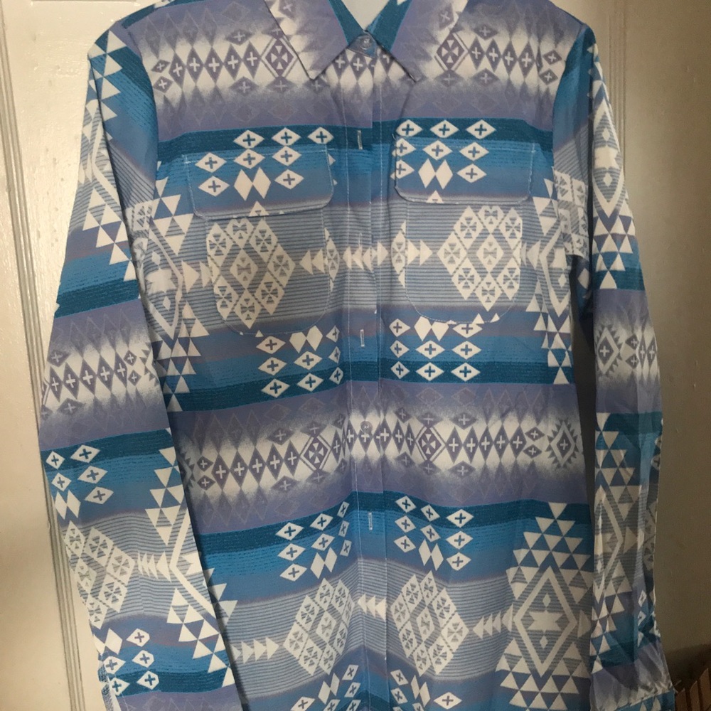 Indigo Patterned Contemporary Dress Shirt XL *Med.